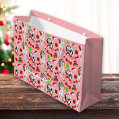 愛らしいクリスマスシーズー(犬)Tzuパターン ラージペーパーバッグ