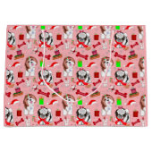 愛らしいクリスマスシーズー(犬)Tzuパターン ラージペーパーバッグ (正面)