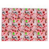 愛らしいクリスマスシーズー(犬)Tzuパターン ラージペーパーバッグ (裏面)