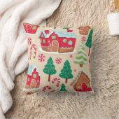 愛らしいクリスマスジンジャーブレッド飴の模様 クッション (ブランケット)