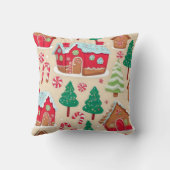 愛らしいクリスマスジンジャーブレッド飴の模様 クッション (裏面)