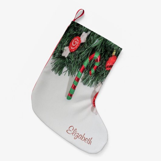 愛らしいクリスマススイーツパーソナライズされた- スモールクリスマスストッキング (正面 (吊り時))