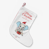 愛らしいクリスマスゾウ |パーソナライズされた | スモールクリスマスストッキング (正面 (吊り時))