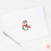 愛らしいクリスマスツリーのペンギン ラウンドシール (封筒)