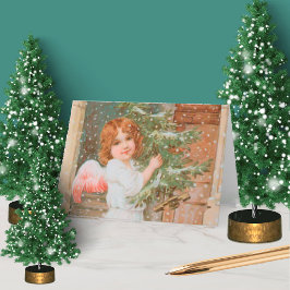 愛らしいクリスマスツリーの天使 カード