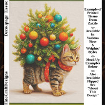 愛らしいクリスマスツリーの猫/子猫 FN8R デコパージュ