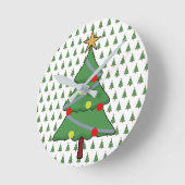 愛らしいクリスマスツリー ラウンド壁時計 (傾斜)