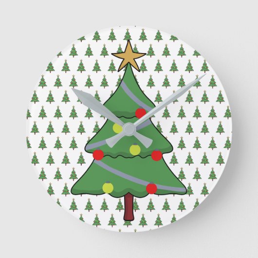 愛らしいクリスマスツリー ラウンド壁時計 (正面)