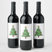 愛らしいクリスマスツリー ワインラベル (ボトル)