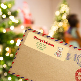 愛らしいクリスマステディベア差出人住所ラベル ラベル