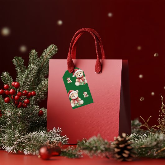 愛らしいクリスマステディベア ギフトタグ