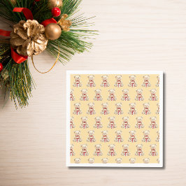 愛らしいクリスマステディベア スタンダードカクテルナプキン