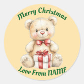 愛らしいクリスマステディベア ラウンドシール (正面)