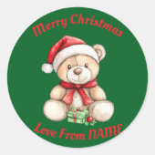 愛らしいクリスマステディベア ラウンドシール (正面)