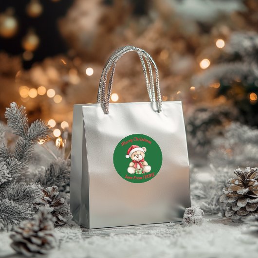 愛らしいクリスマステディベア ラウンドシール