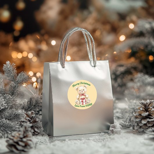 愛らしいクリスマステディベア ラウンドシール