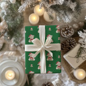 愛らしいクリスマステディベア ラッピングペーパー