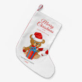 愛らしいクリスマステディ |クリスマスパーソナライズされた。 スモールクリスマスストッキング (正面 (吊り時))