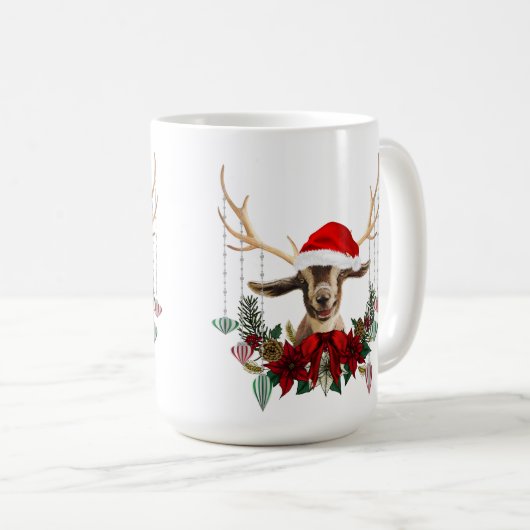 愛らしいクリスマストゲンブルグヤギの子 コーヒーマグカップ (正面右)