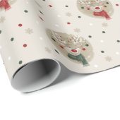 愛らしいクリスマストナカイ – クリーム ラッピングペーパー (ロールコーナー)