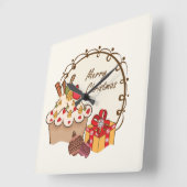 愛らしいクリスマストリートウォールクロック スクエア壁時計 (傾斜)