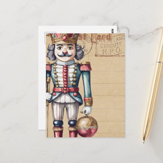 愛らしいクリスマスナットクレイカーヴィンテージ ポストカード (正面/裏面インサイチュ)