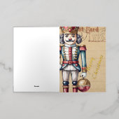 愛らしいクリスマスナットクレイカーヴィンテージ 箔グリーティングカード (外側レイダウン)