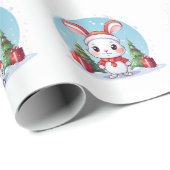 愛らしいクリスマスバニー漫画のギフトラップ ラッピングペーパー (ロールコーナー)