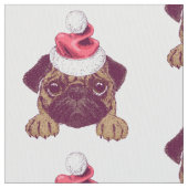 愛らしいクリスマスパグ生地 ファブリック (クローズアップ)