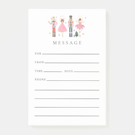 愛らしいクリスマスピンクのナツクラッカーデスクメッセージ ポストイット (正面)