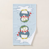 愛らしいクリスマスペンギン バスタオルセット (ハンドタオル)