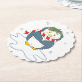 愛らしいクリスマスペンギン ペーパーコースター (アングル)