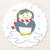 愛らしいクリスマスペンギン ペーパーコースター (正面)