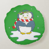 愛らしいクリスマスペンギン ラウンドクッション (裏面)
