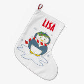 愛らしいクリスマスペンギン ラージクリスマスストッキング (正面 (吊り時))
