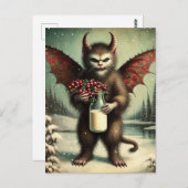 愛らしいクリスマスホラークランプス子猫妖精 ポストカード (正面/裏面)