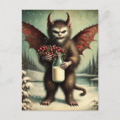 愛らしいクリスマスホラークランプス子猫妖精 ポストカード (正面)