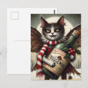 愛らしいクリスマスホラー子猫フェアリーとEggnog ポストカード