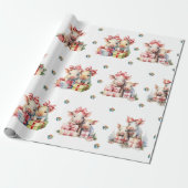 愛らしいクリスマスホリデーハッピーピッグオンホワイト ラッピングペーパー (アンロールド)
