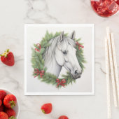 愛らしいクリスマスホースデザイン スタンダードランチョンナプキン (インサイチュ)