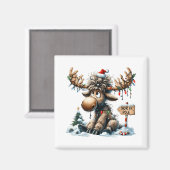 愛らしいクリスマスムースメリークリスムースメンズウォム マグネット (正面/裏面)