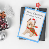 愛らしいクリスマスヨークシャーテリアインサンタハットメリー シーズンポストカード
