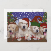 愛らしいクリスマスラブラドール子犬! シーズンポストカード (正面/裏面)