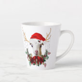 愛らしいクリスマスラマンチャヤギの子 カフェラテマグ (右)