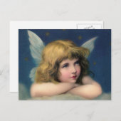 愛らしいクリスマスヴィンテージ天使 シーズンポストカード (正面/裏面)