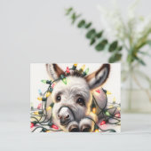 愛らしいクリスマス包まれたのロバ ポストカード (スタンド正面)