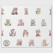 愛らしいクリスマス子猫ラッピング紙 ラッピングペーパー (フラット)