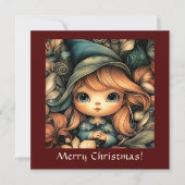 愛らしいクリスマス小妖精や小人カスタマイズ シーズンカード (正面)