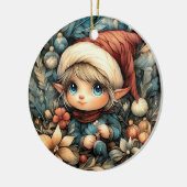 愛らしいクリスマス小妖精や小人カスタマイズ セラミックオーナメント (左)