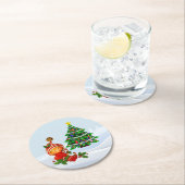 愛らしいクリスマス小妖精や小人紙コースター ラウンドペーパーコースター (インサイチュ)